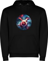 Zwarte unisex hoodie met “ Kleurrijke Sterrenbeeld Stier – Astrologie – Horoscoop – Zodiac Signs “ Print Full Color merk Roly maat L