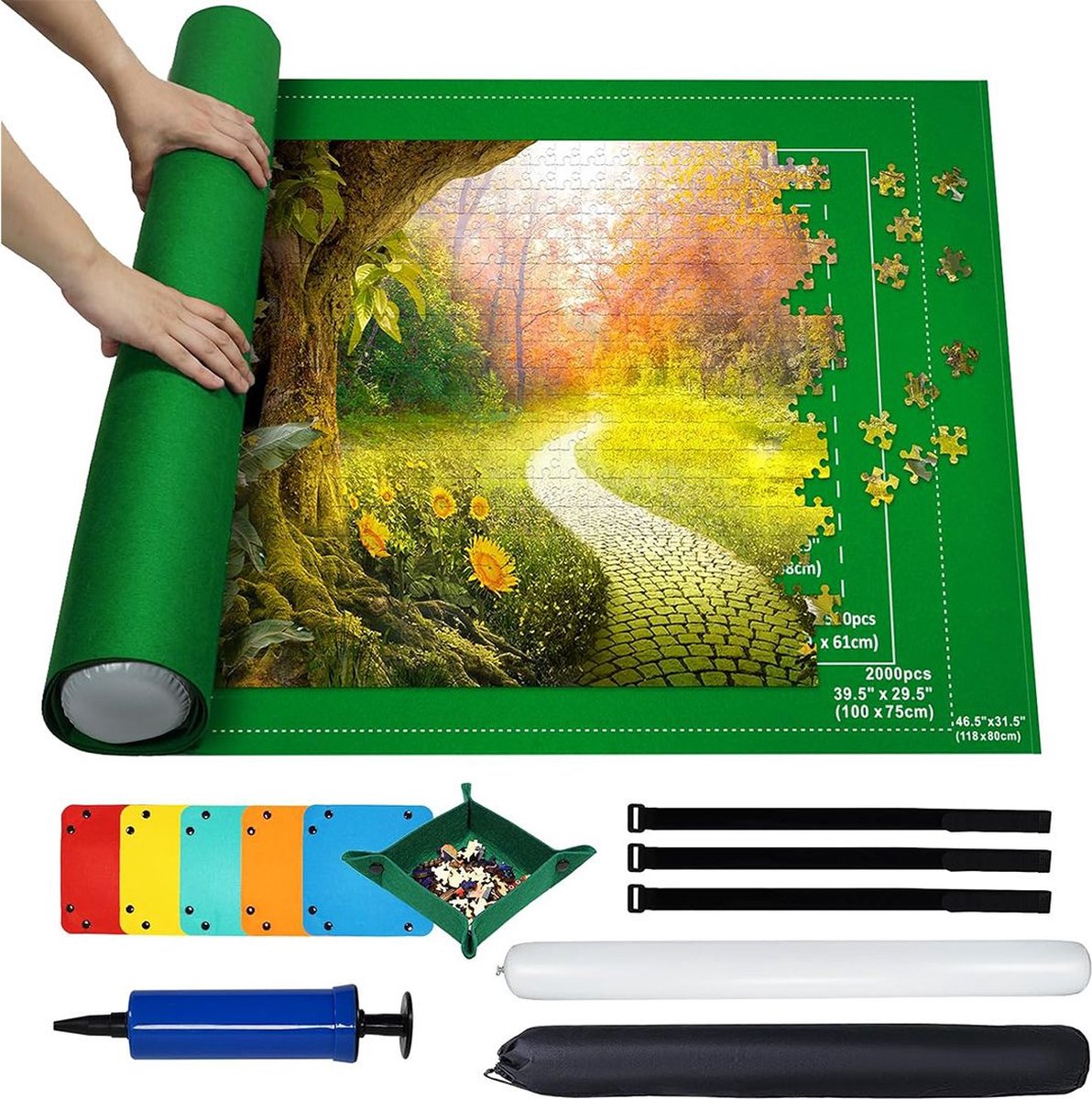 DailySupplies Puzzeltafel  Puzzelmat  Puzzelmap  Puzzelbord  2000 Stukjes  Groen