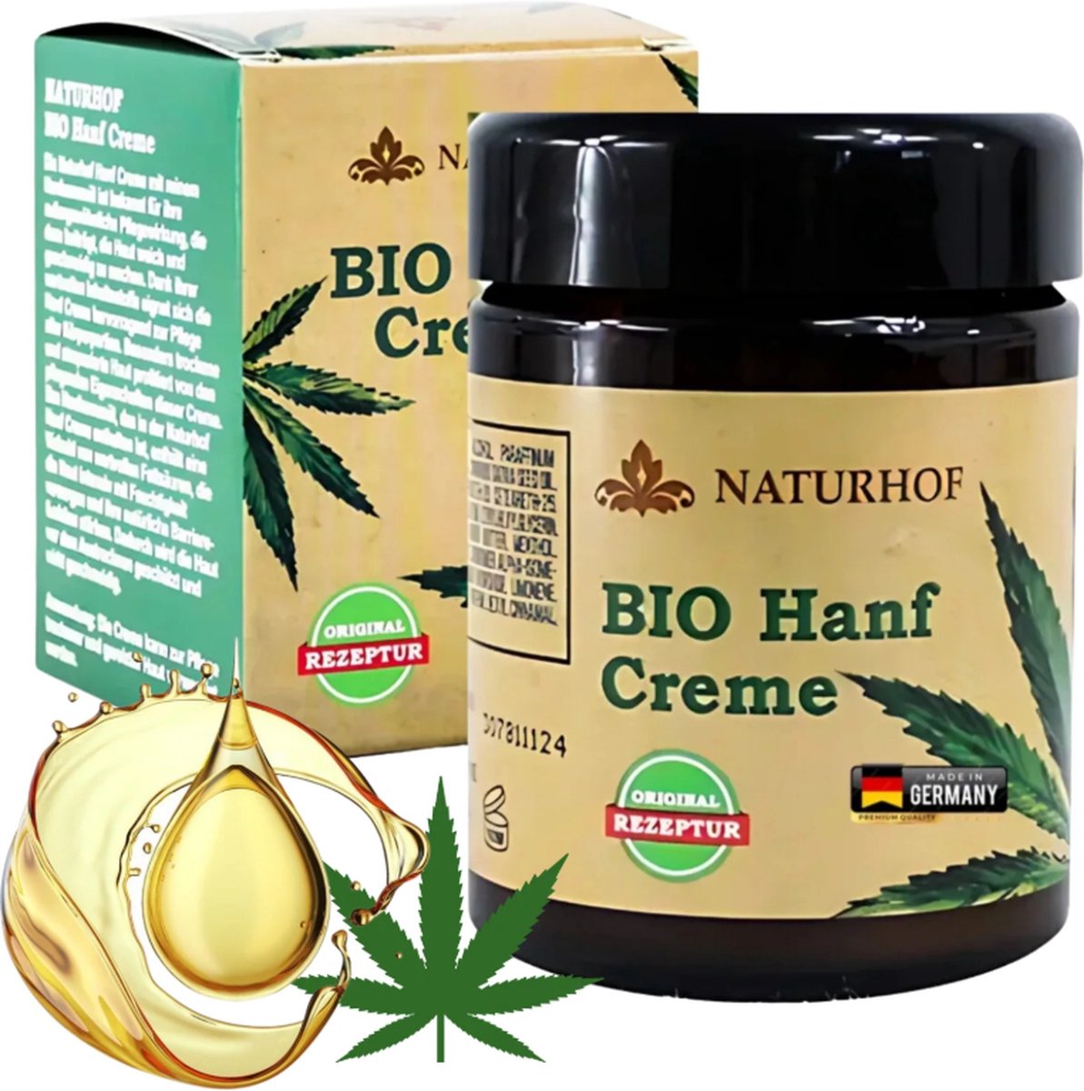 Naturhof - BIOLOGISCHE Hennepcrème - 100 ml - beschermd tegen uitdroging en veroudering