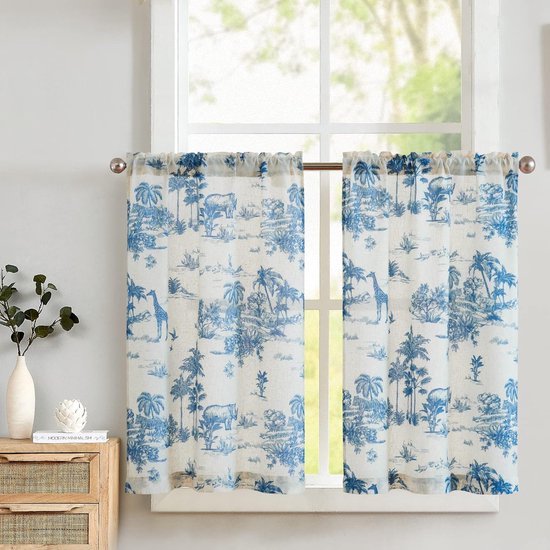 Set de 2 Rideaux élégants en lin opaque Goodivery ® pour petites Fenêtres, Cuisine et salle de bain