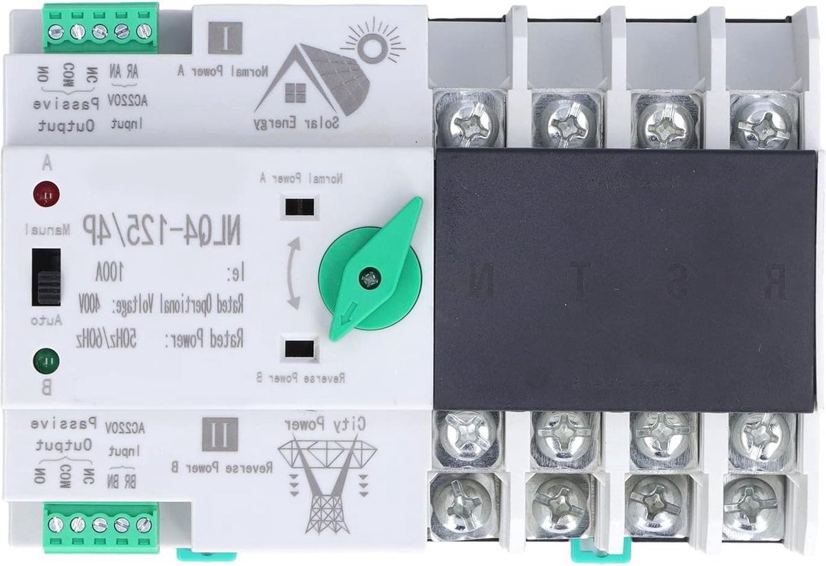 Walfront NLQ4125 4P Dual Power Automatische Omschakelaar 100A AC220V - Zilver Contacten - Reservevoedingsschakelaar - Milliseconde Circuit Snelle Controller - Bestellen in Nederland .
