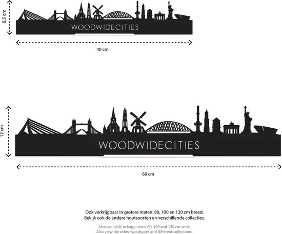 Skyline Reuver Bois Zwart sur pied - 60 cm - Décoration d'intérieur design - Décoration à poser et à suspendre - Plus de villes disponibles - Cadeau pour lui - Cadeau pour elle - Anniversaire - Pendaison de crémaillère - Intérieur - WoodWideCities