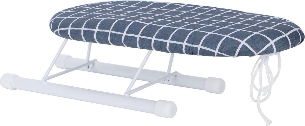 Extra brede draagbare mini-strijkplank met opvouwbare poten - Tafelblad strijkplank voor naaien en creëren - Donkerblauw plaid