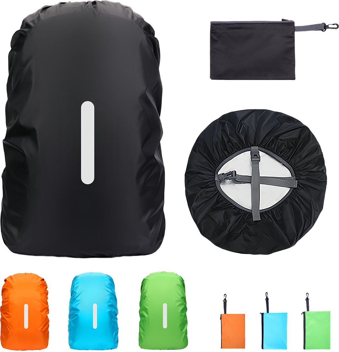 MØBLER & CO Regenhoes Rugzak - Rugzakhoes - Waterdicht & Reflecterende - Flightbag 30 t/m 40 Liter -Zwart - Maat M
