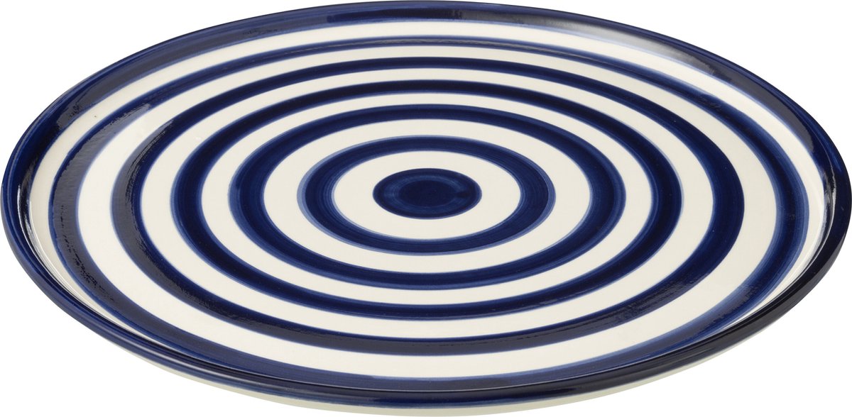 J-Line bord Granada Stripes - keramiek - wit/blauw