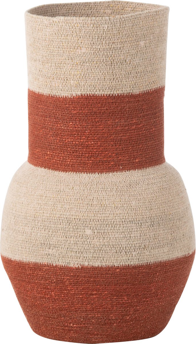 J-Line vaas Strepen - zeegras - naturel/terracotta - 52 cm hoog Multi
