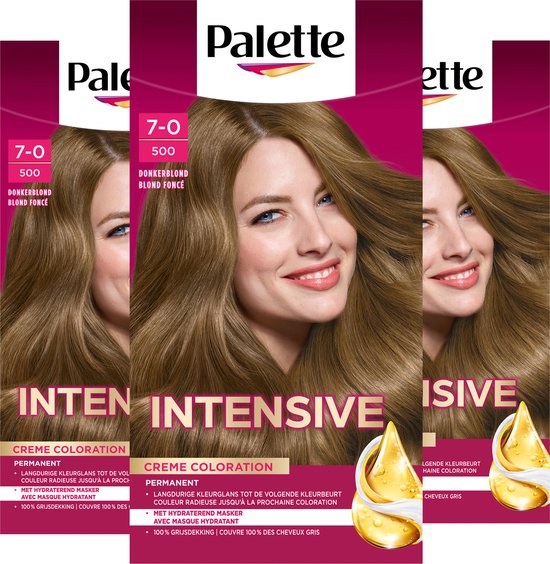 Palette - 500 Donkerblond - Haarverf - Intensieve, Natuurlijke Kleuren met 100% Grijsdekking - Voordeelverpakking - 3 stuks
