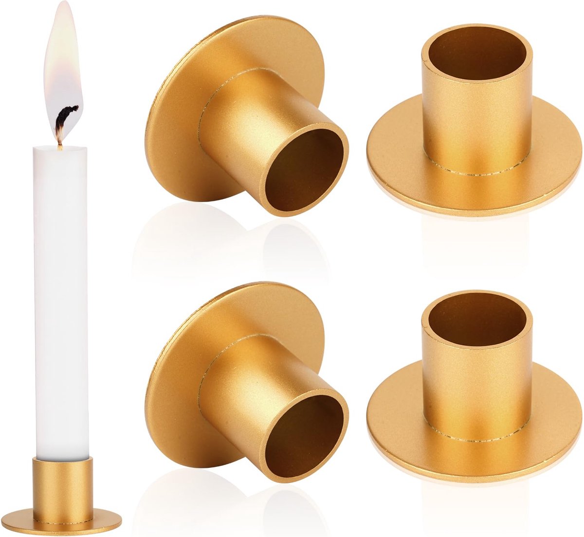 La'Moussawi ® Set van 4 Luxe Gouden Kandelaars voor Stijlvolle Tafeldecoratie