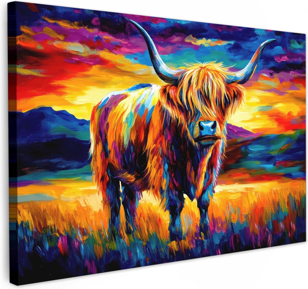 La'Moussawi ® Indrukwekkende XXL Muurschildering van Schotse Hooglander voor Stijlvolle Kamerdecoratie