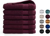 DoubleDry Handdoeken Set 70 x 140 cm - 6 stuks - 100% zacht katoen 500 g/m2 - 6x Bordeaux Rood