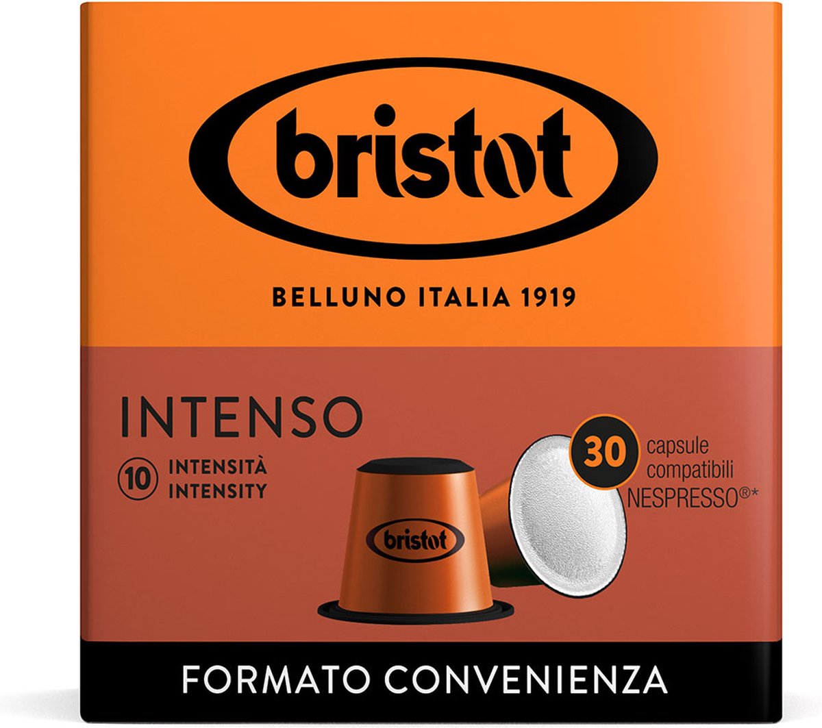 Goedkoopste Bristot Intenso Koffie Capsules - Biologisch afbreekbaar - (Nespesso© Compatible) - 30 stuks