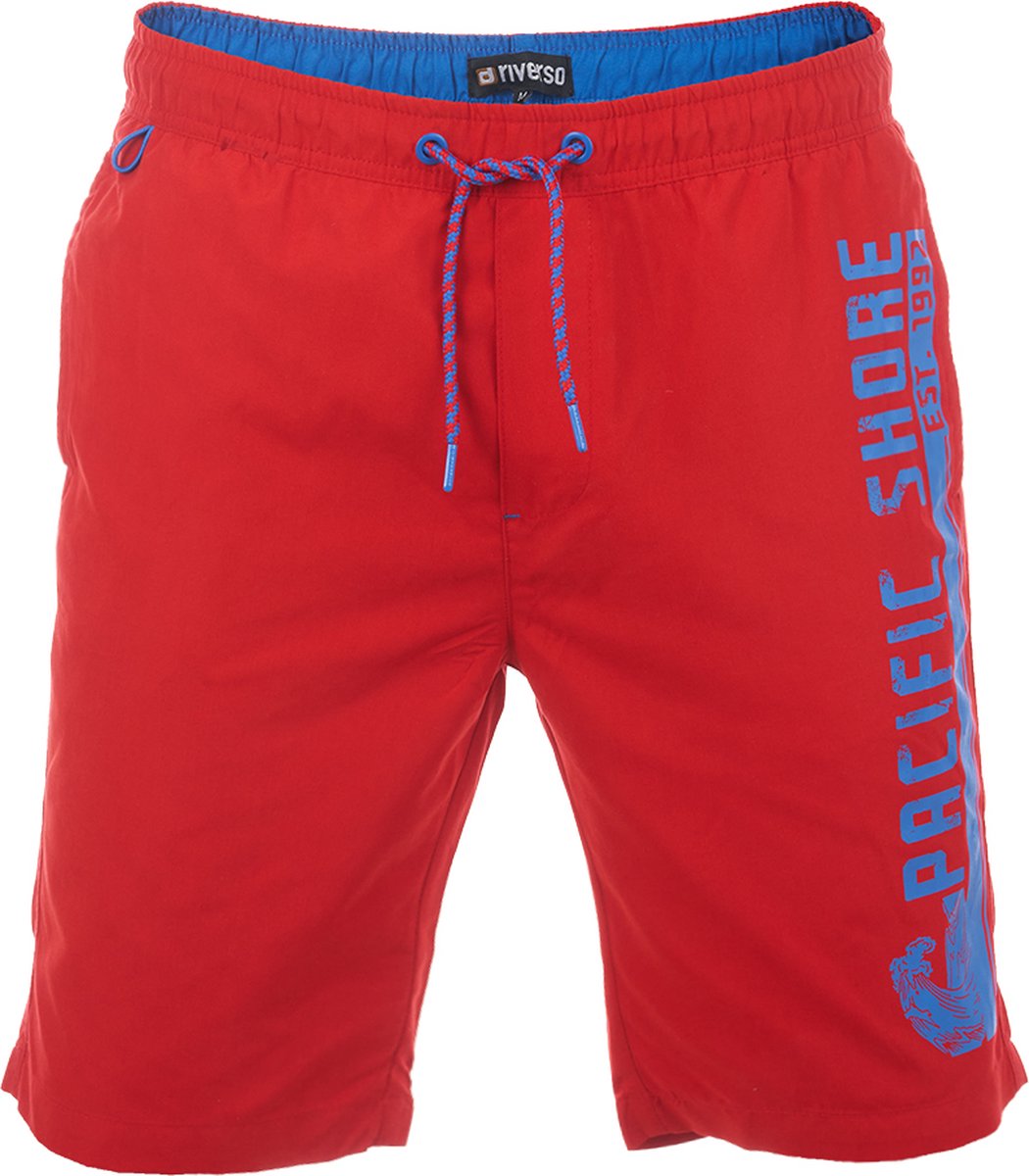 riverso Heren Short RIVJannik bequem Rood 3XL Volwassenen Sportieve Zwembroek met Print
