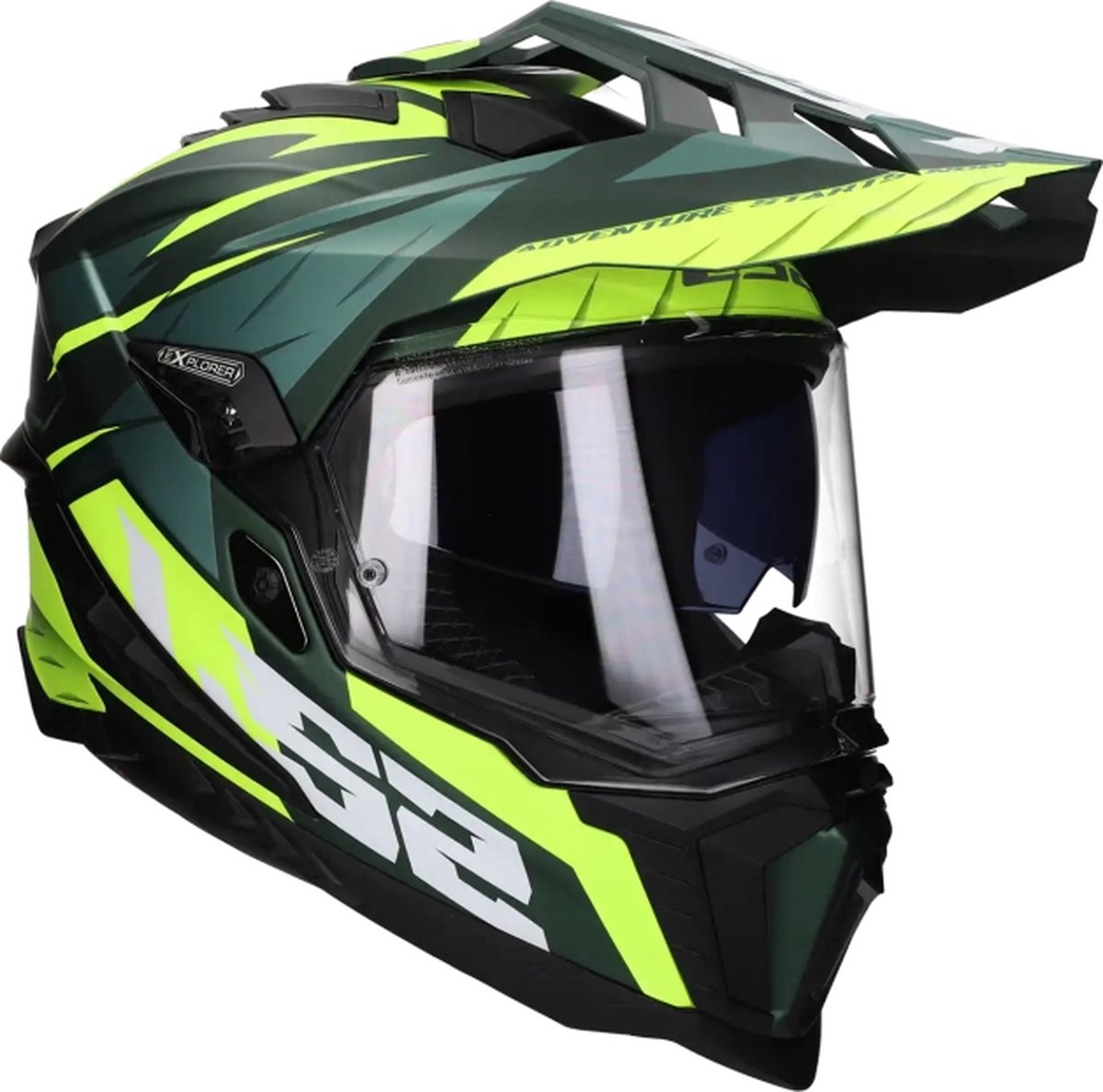 LS2 Helm Explorer Spire MX701 mat groen / fluor geel maat S