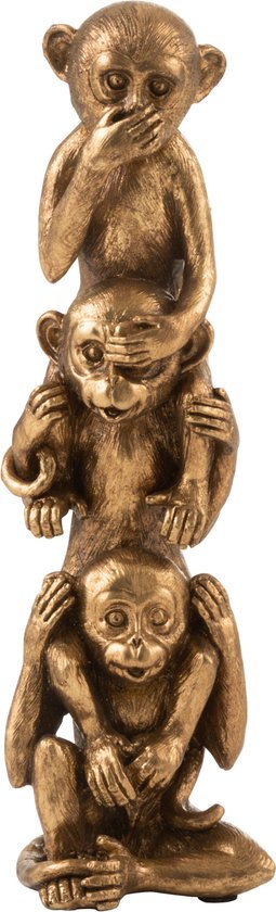 J-Line figuur Aap Horen/Zien/Zwijgen - polyresin - antiek goud