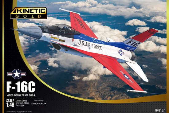 1:48 Kinetic 48107 General Dynamics F-16 Fighting Falcon - F 16C - Viper Demo Team 2024 - Kit de construction de maquette en plastique pour avion de chasse