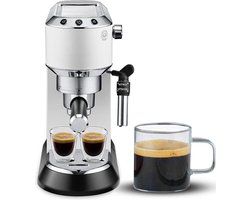 Thuys – Luxe Espressomachine – Koffiezetapparaat – Gemalen Koffie – Italiaanse Stijl – RVS – Klassiek Design – Wit