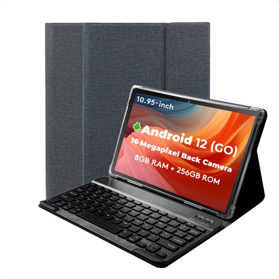 Hot Pepper DT50 Tablet - Android 12 - 10.95'' Full-HD Display - 8 GB RAM - 256 GB Opslag - GPS - 8000 mAh Batterij - Octa-Core Processor - Magnetisch Toetsenbord en Hoes inbegrepen