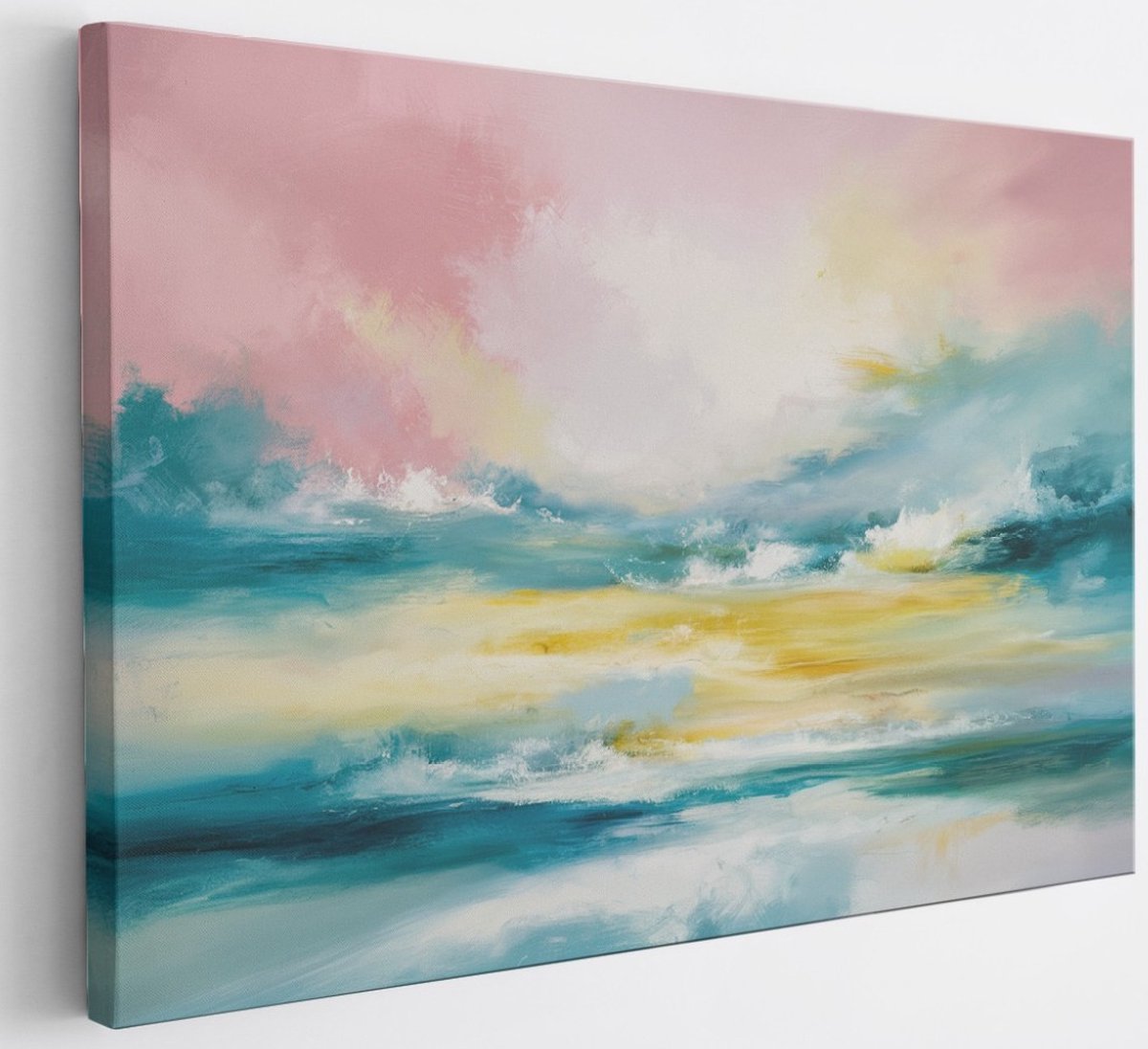 Saammp Canvas Schilderij - Landschap - Roze - Abstract - 120x80 - Foto op canvas - Wanddecoratie - Muurdecoratie Woonkamer - Slaapkamer decoratie - Canvas Print Multicolor
