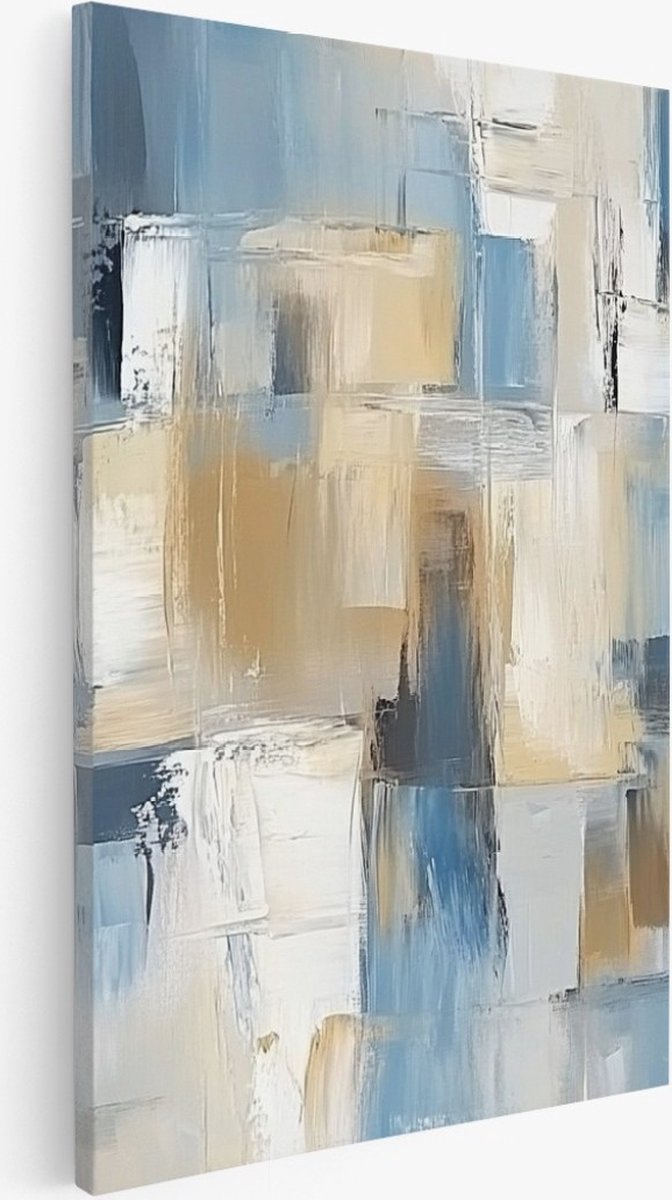 Saammp Canvas Schilderij - Blauw gestreept - Abstract kunstwerk - 30x40 - Foto op canvas - Wanddecoratie - Muurdecoratie Woonkamer - Slaapkamer decoratie - Canvas Print Multicolor