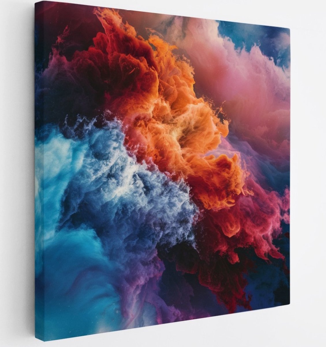 Saammp Canvas Schilderij - kleurenwolk - Abstract - 30x30 - Foto op canvas - Wanddecoratie - Muurdecoratie Woonkamer - Slaapkamer decoratie - Canvas Print Multicolor
