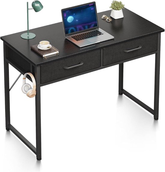 Massief eikenhouten schrijfbureau midden eeuw modern thuiskantoor bureau met eenvoudige montage en laden klein bureau voor slaapkamer of woonkamer 117 cm walnootafwerking
