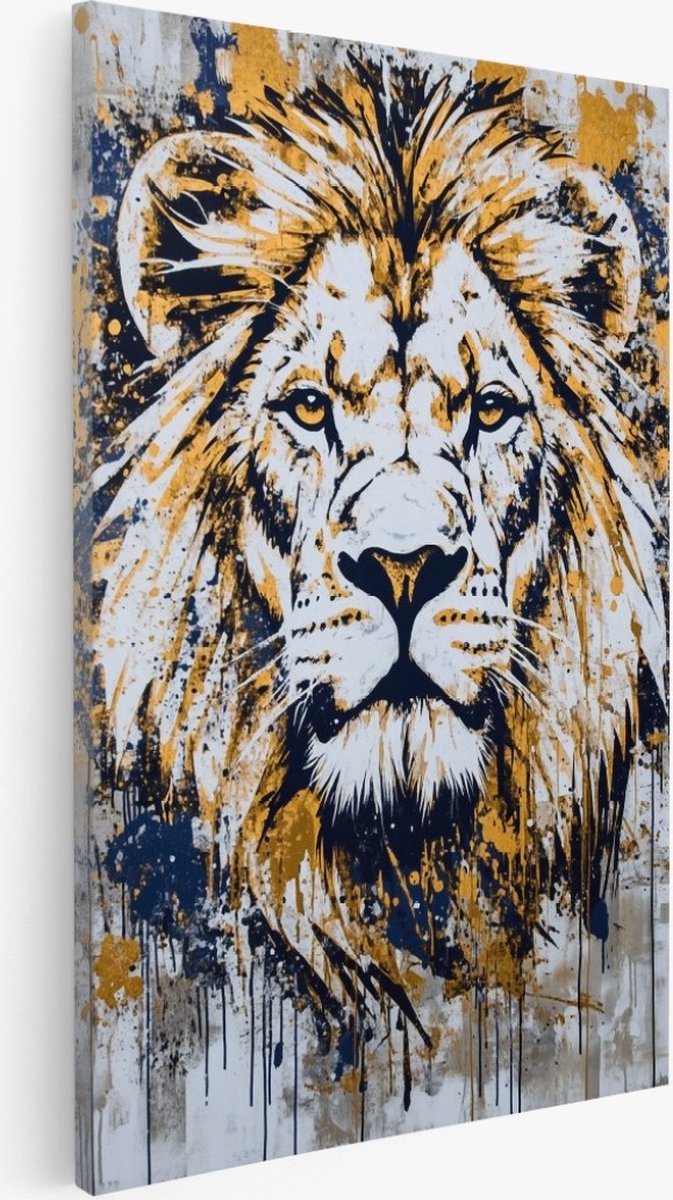 Saammp Canvas Schilderij - Abstracte tijger - goud - Dieren - Natuur - 30x45 - Foto op canvas - Wanddecoratie - Muurdecoratie Woonkamer - Slaapkamer decoratie - Canvas Print Multicolor