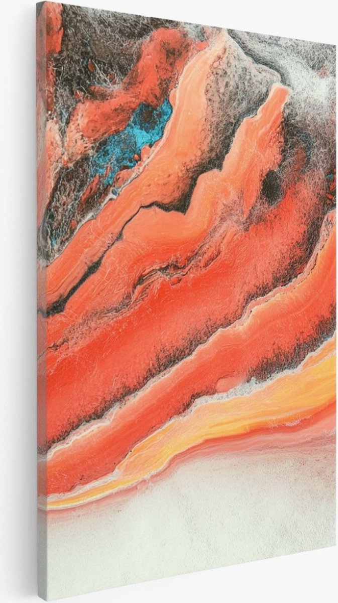 Saammp Canvas Schilderij - Rood oranje - Abstract kunstwerk - 80x120 - Foto op canvas - Wanddecoratie - Muurdecoratie Woonkamer - Slaapkamer decoratie - Canvas Print Multicolor