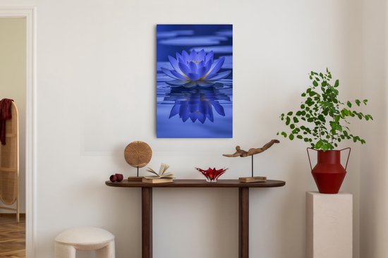 Saammp Canvas Schilderij - bloemen - Blauw - 50x70 - Foto op canvas - Wanddecoratie - Muurdecoratie Woonkamer - Kantoor Decoratie