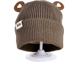 Decopatent XCM - Muts Kind - Kinder muts met Oren - Teddy Bear - 6 Maanden t/m 6 jaar - Maat 48/52 - Kindermutsen Jongens & Meisjes - Gebreide Muts met Binnenvoering - Muts Baby / Peuter / Kleuter - Wintermuts - Kleur: Groen