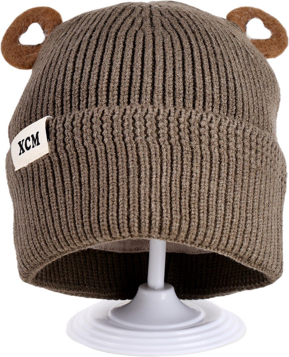Decopatent XCM - Muts Kind - Kinder muts met Oren - Teddy Bear - 6 Maanden t/m 6 jaar - Maat 48/52 - Kindermutsen Jongens & Meisjes - Gebreide Muts met Binnenvoering - Muts Baby / Peuter / Kleuter - Wintermuts - Kleur: Groen