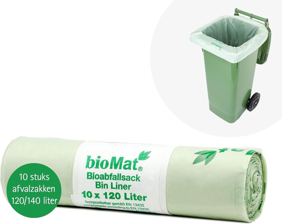 BioMat composteerbare containerzakken - 3 rollen - 10 x 120/140 liter - 30 zakken