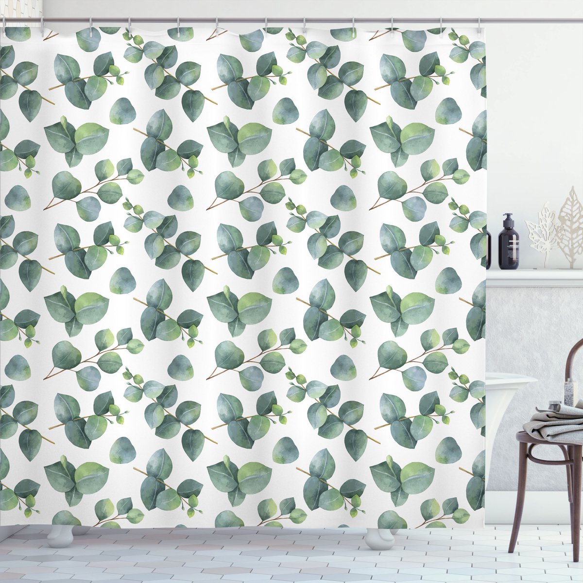 New Bed Blad Aquarel eucalyptus kunst Douchegordijn Badkamer Decor Set met Haakjes, 120 cm B 200 cm L