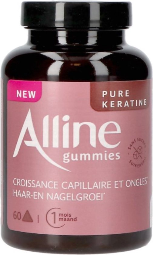 Alline gummies | Haar- en nagelversterkend Avec kératine Aardbeiensmaak 60 Fruitgummie