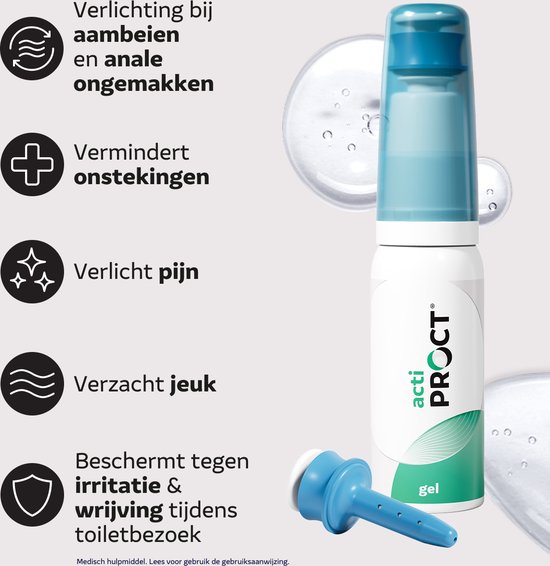Actiproct Gel Can 45 ml - Aambeienzalf met direct verkoelend effect, Snelle verlichting bij aambeien, Verlicht snel en hygiënisch anale ongemakken, Vermindert jeuk en Verlicht irritatie, incl. aanbrengsysteem