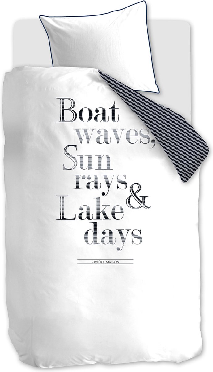 Riviera Maison Lake Days dekbedovertrek - Eenpersoons - 140x200/220 - Marineblauw