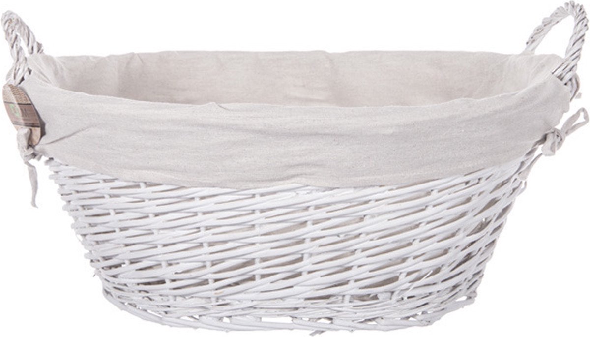 CM Rieten mand - met handvaten - wit riet - 58 x 45 x 32 cm - opbergmand