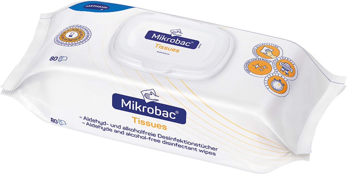 Mikrobac Tissues - 80 stuks - Niet-alcoholische desinfectiedoekjes