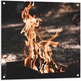 Tuinposter – Brandend Vuur - 80x80cm Foto op Tuinposter  (wanddecoratie voor buiten en binnen)