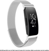 Zilver Kleurig Milanees Bandje geschikt voor Fitbit Inspire / Inspire 2 / Inspire HR – Maat L - silver colored milanese smartwatch strap - Polsbandje - Staal - RVS - Metaal