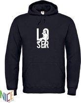 Hoodie zwart "Loser" uni maat S