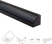 1 meter led strip hoekprofiel - Zwart - Slim line - Compleet incl. afdekkap