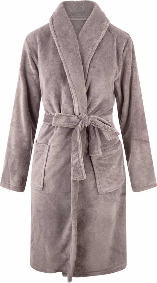 Kinderbadjas - grijs - kinder badjas fleece - meisjes & jongens - badjas kind - ochtendjas- maat 152/158