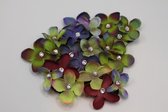 9 x Haar bloemen clicks bordeaux groen
