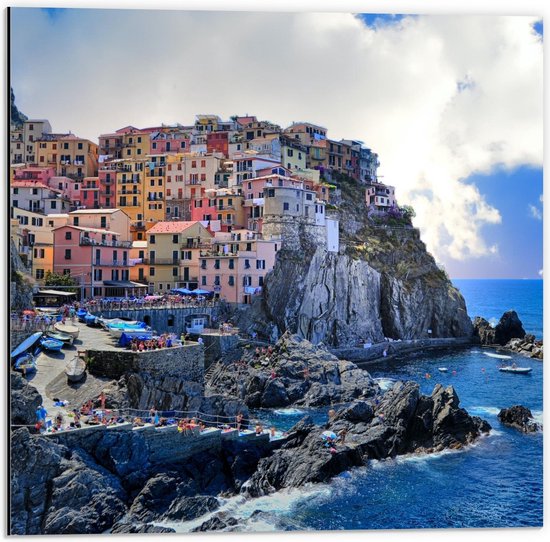 Dibond - Nationaal Park Cinque Terre, Italië  - 50x50cm Foto op Aluminium (Met Ophangsysteem)