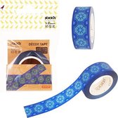 Stick'n Washi tape - Blauw - 16mm breed - 10 meter rol - mandala print