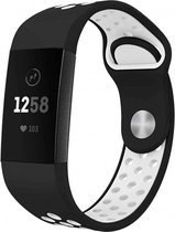 123Watches.nl Fitbit charge 3 sport band - zwart wit - SM