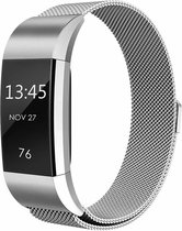 charge 2 milanese band - zilver - Geschikt voor Fitbit - ML - Horlogeband Armband Polsband