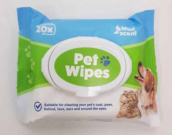 Pet cleaning wipes - 5 pakken - vochtige schoonmaakdoekjes voor honden of katten - Reiniginsdoekjes voor dieren - doekjes