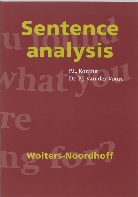 Cover van het boek 'Sentence analysis / druk 1' van P.J. van der Voort en P.L. Koning