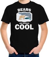 Dieren ijsberen t-shirt zwart kinderen - bears are serious cool shirt  jongens/ meisjes - cadeau shirt ijsbeer/ ijsberen liefhebber M (134-140)